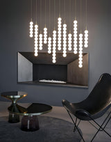 Modern Abacus Glass Globe Pendant Light Modular LED Vertical Hanging Lamp in Gold