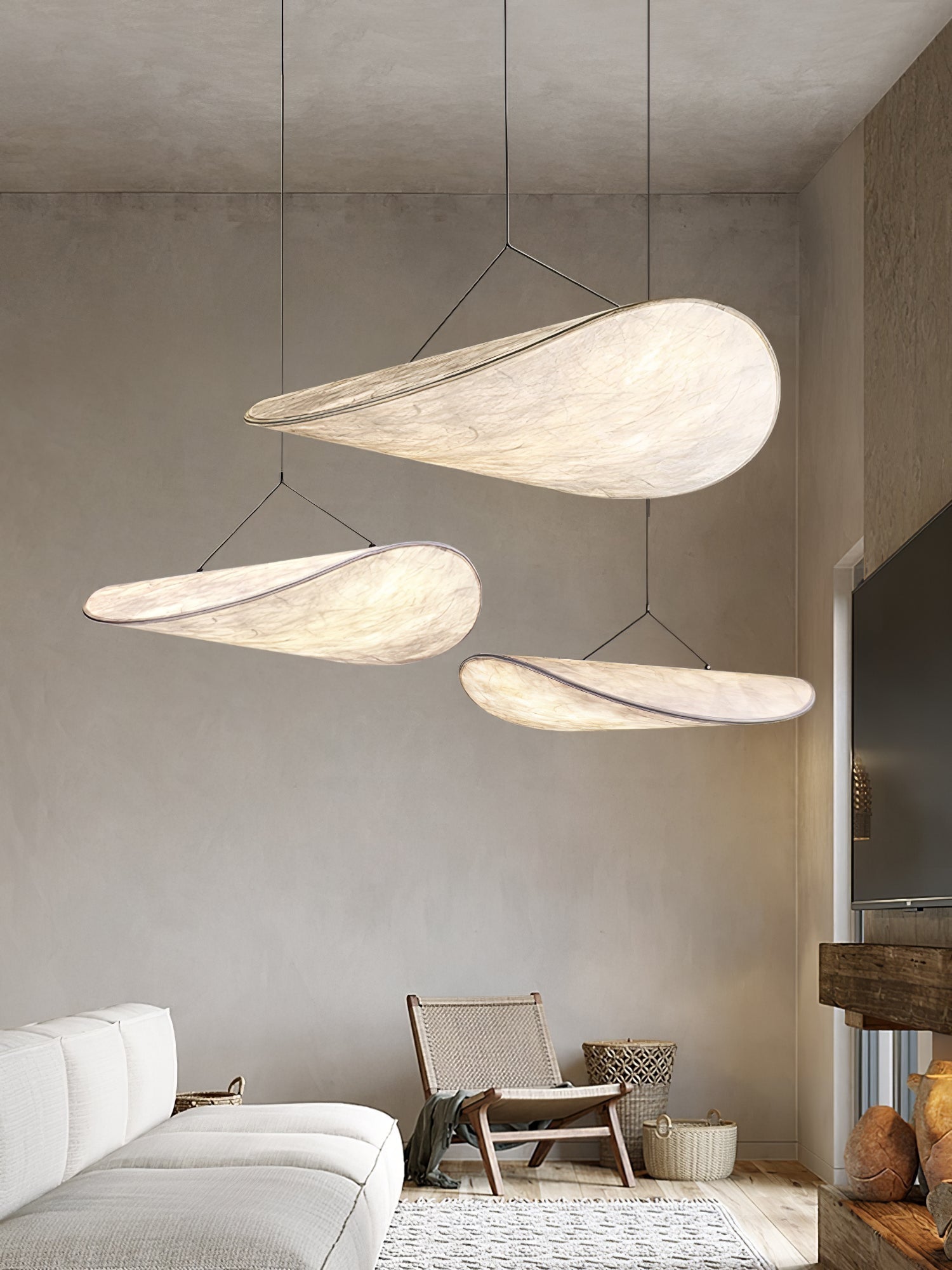 Modern Abstract Cloud Tyvek Pendant Light Sustainable LED Hanging Ceiling Luminaire