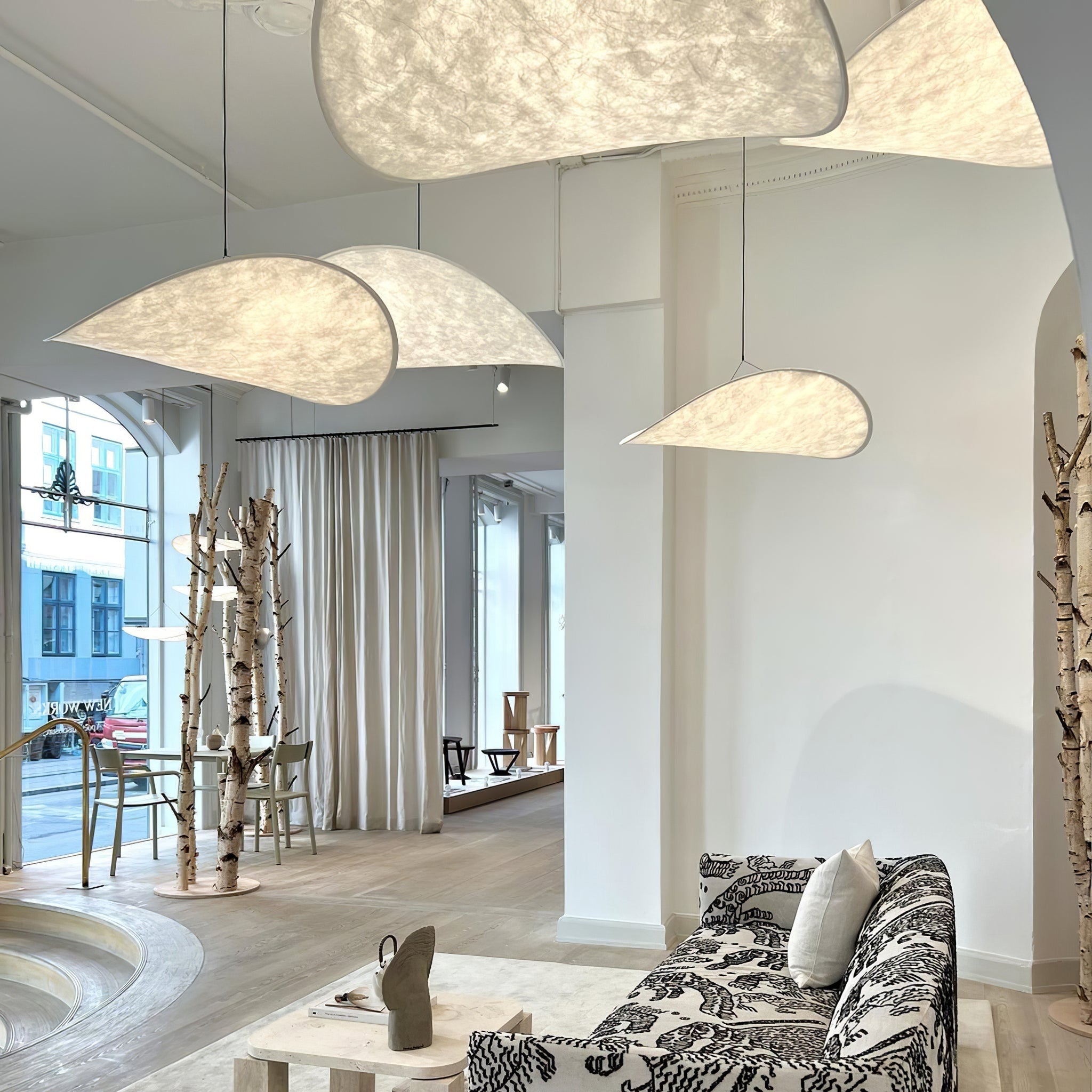 Modern Abstract Cloud Tyvek Pendant Light Sustainable LED Hanging Ceiling Luminaire