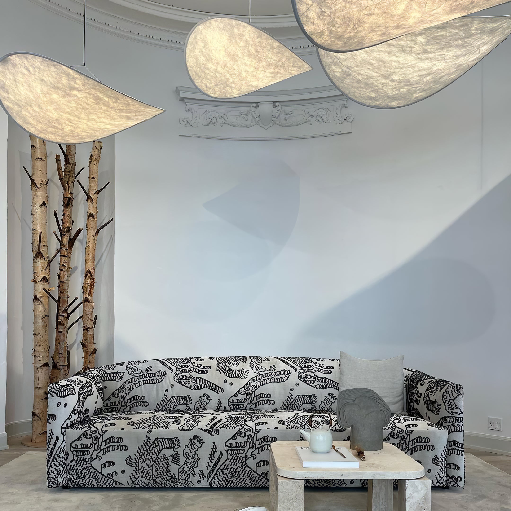 Modern Abstract Cloud Tyvek Pendant Light Sustainable LED Hanging Ceiling Luminaire