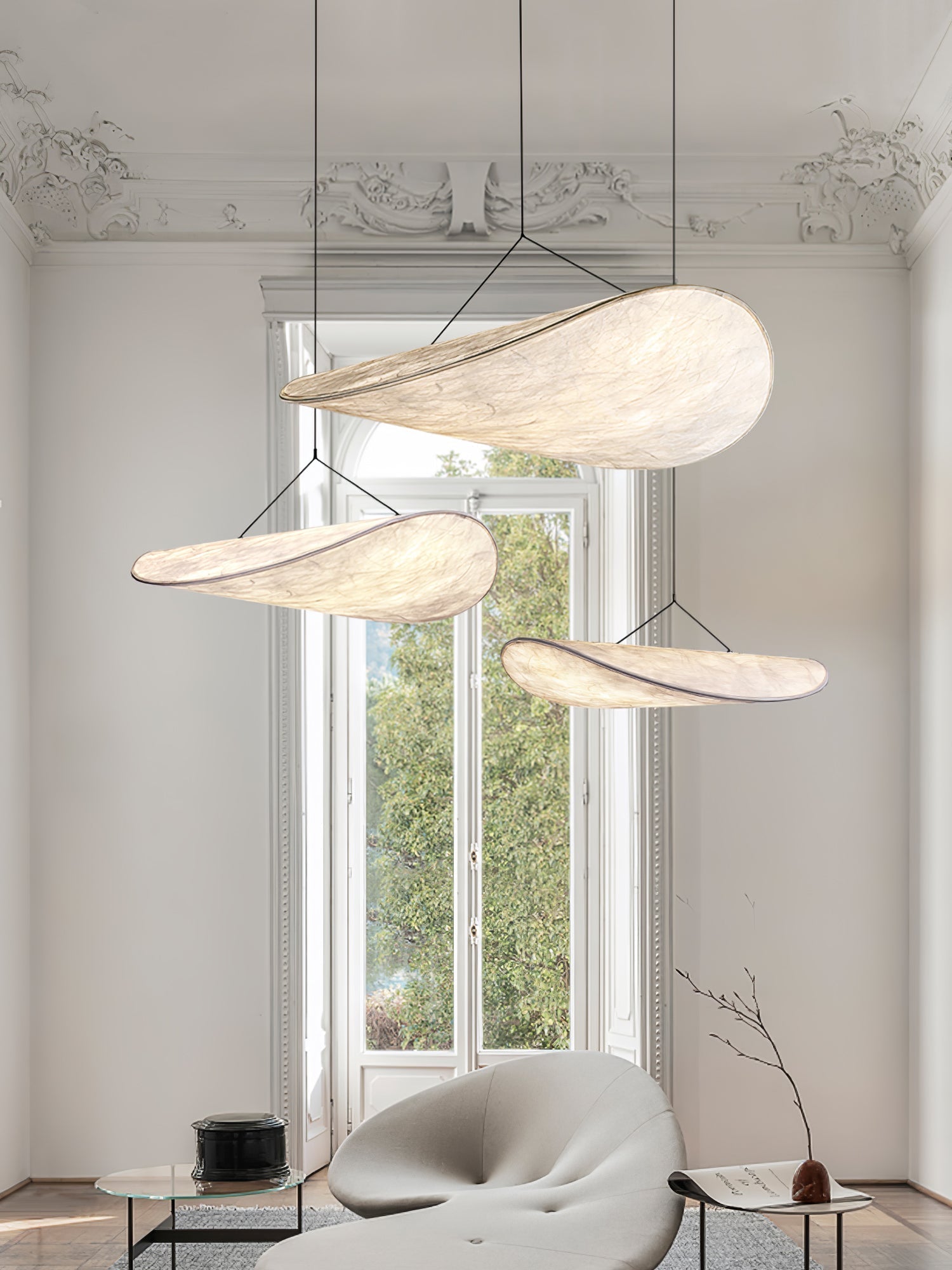 Modern Abstract Cloud Tyvek Pendant Light Sustainable LED Hanging Ceiling Luminaire