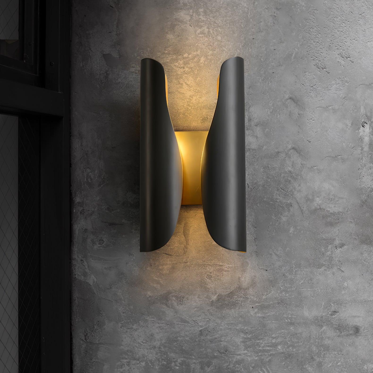 Modern Abstract Coiled Metal Wall Sconce Set of 2 Indoor Brass Lighting Fixture for Bedroom and Living Room