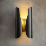 Modern Abstract Coiled Metal Wall Sconce Set of 2 Indoor Brass Lighting Fixture for Bedroom and Living Room