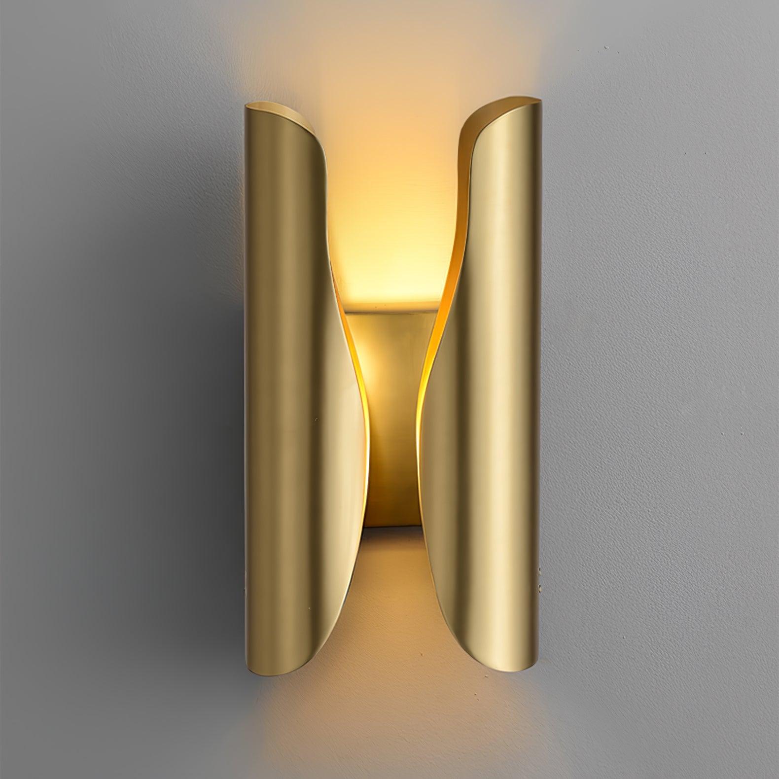 Modern Abstract Coiled Metal Wall Sconce Set of 2 Indoor Brass Lighting Fixture for Bedroom and Living Room