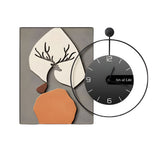 Modern Abstract Geometric Canvas Wall Art Decor Integrated Silent Clock Brushed Aluminum Frame