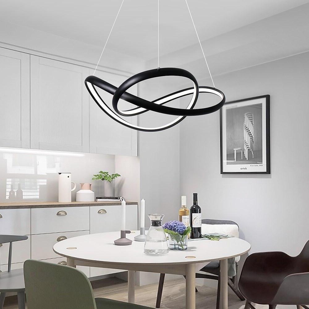 Modern Abstract Wave LED Pendant Light Dimmable Chandelier for Dining Room and Living Room