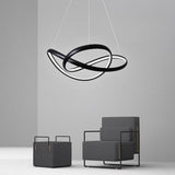 Modern Abstract Wave LED Pendant Light Dimmable Chandelier for Dining Room and Living Room