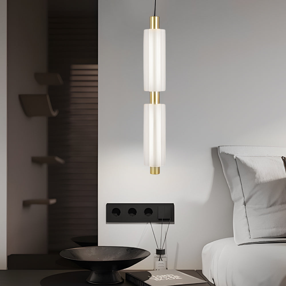 Modern Acrylic Cylinder Pendant Lights 1 2 3 Heads Hanging Ceiling Lamp in Gold or Black