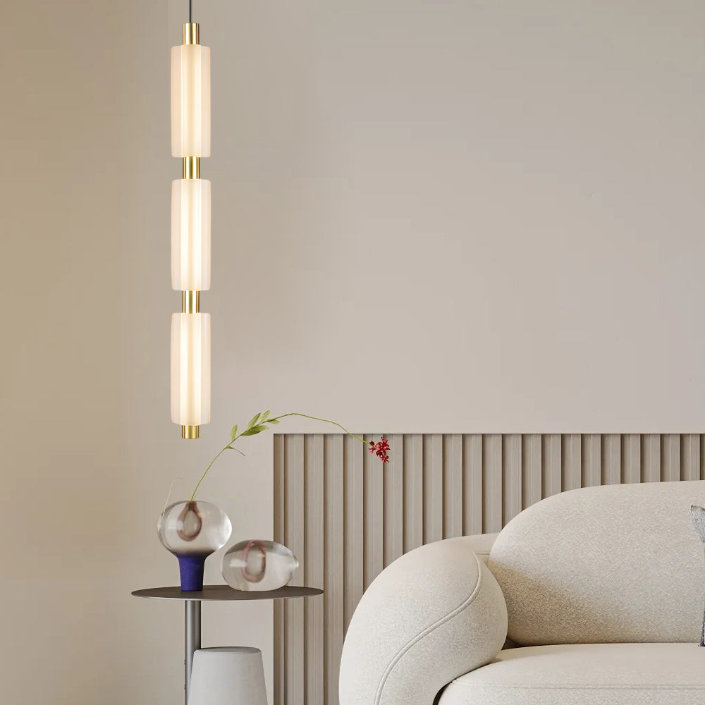 Modern Acrylic Cylinder Pendant Lights 1 2 3 Heads Hanging Ceiling Lamp in Gold or Black