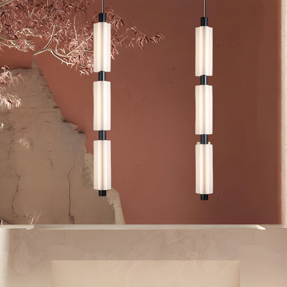 Modern Acrylic Cylinder Pendant Lights 1 2 3 Heads Hanging Ceiling Lamp in Gold or Black