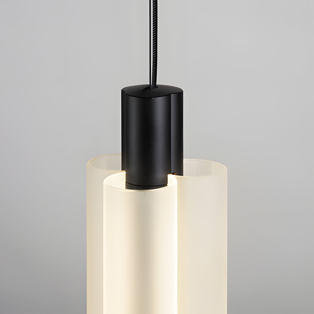 Modern Acrylic Cylinder Pendant Lights 1 2 3 Heads Hanging Ceiling Lamp in Gold or Black