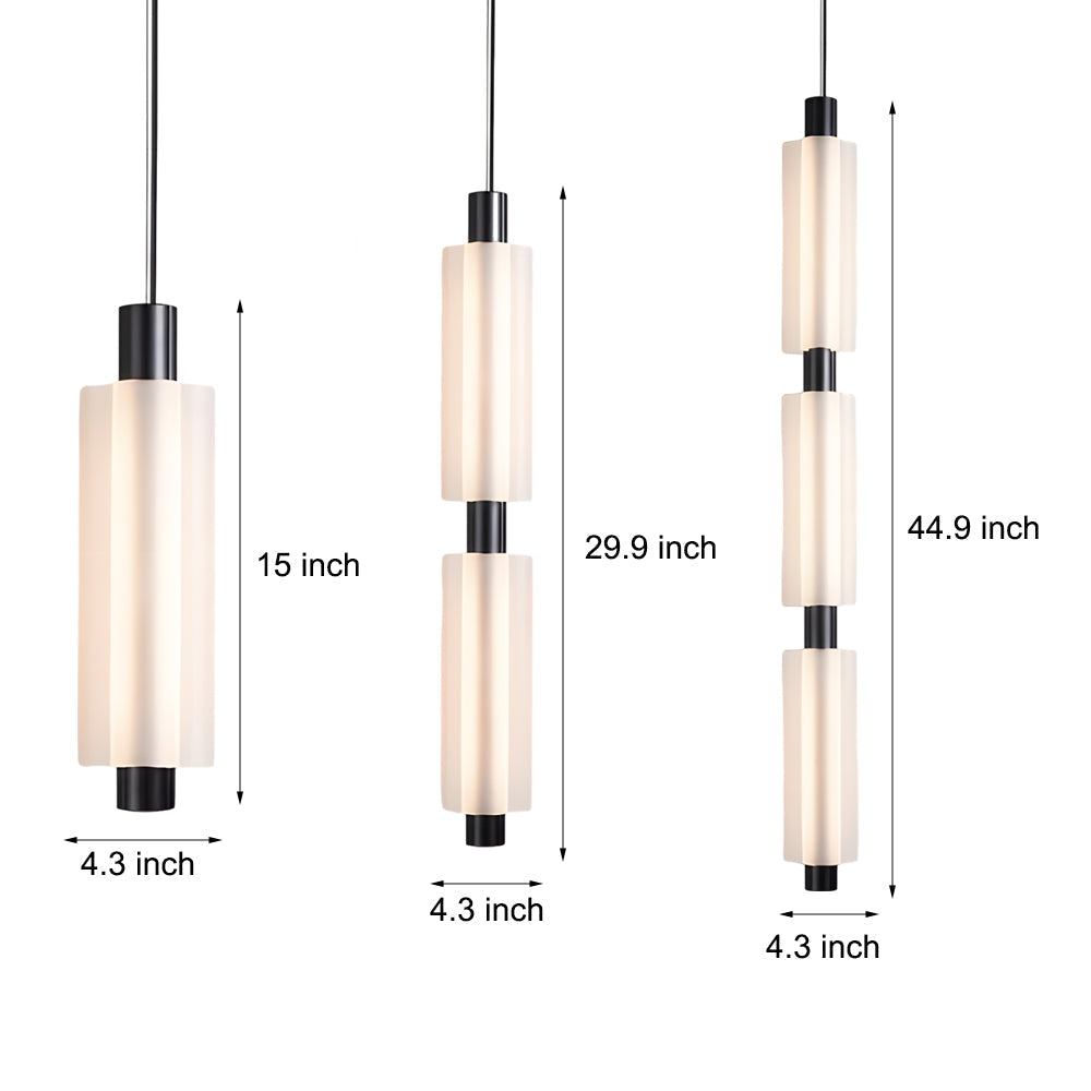Modern Acrylic Cylinder Pendant Lights 1 2 3 Heads Hanging Ceiling Lamp in Gold or Black