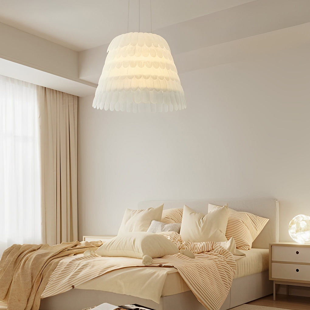 Modern Acrylic Feather Chandelier with 3 Step Dimming for Dining Room and Bedroom