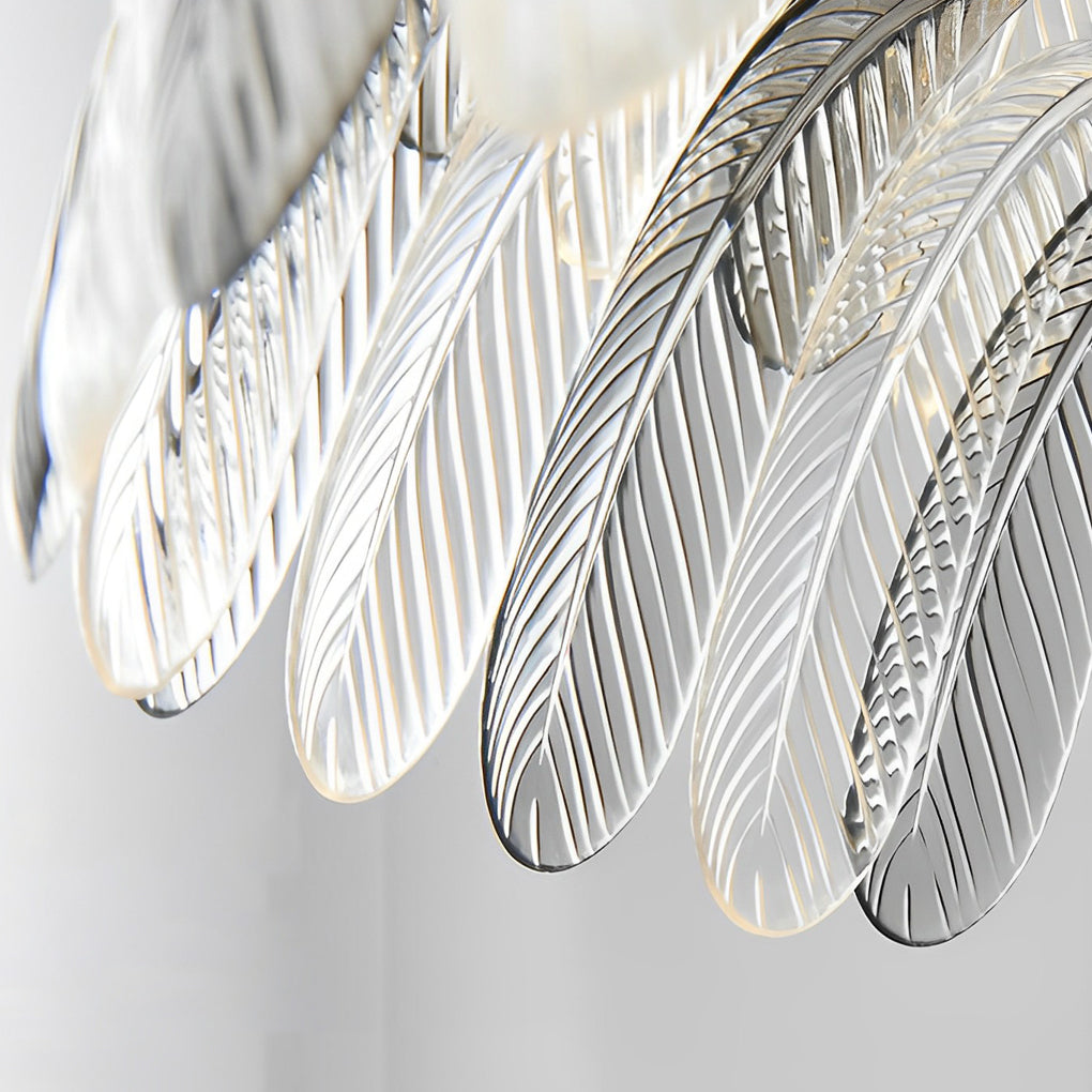 Modern Acrylic Feather Chandelier with 3 Step Dimming for Dining Room and Bedroom