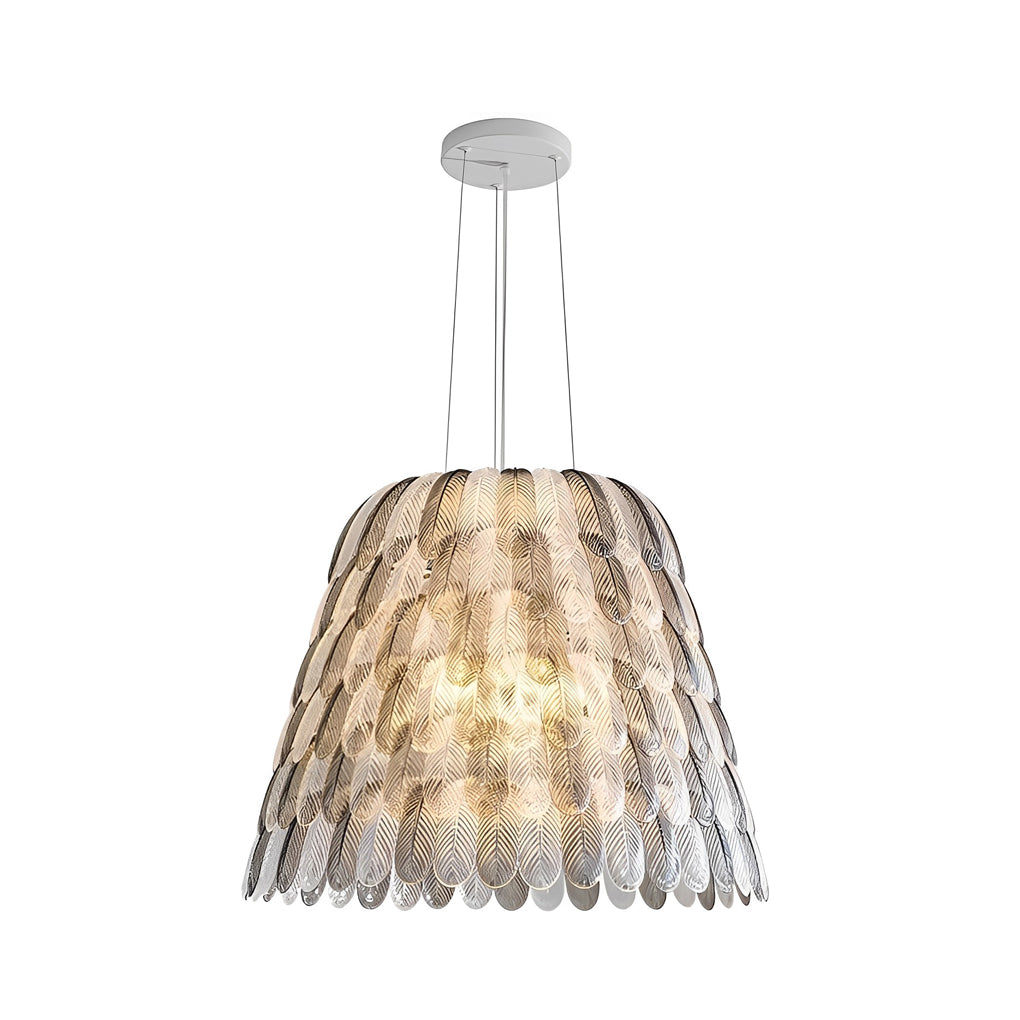 Modern Acrylic Feather Chandelier with 3 Step Dimming for Dining Room and Bedroom