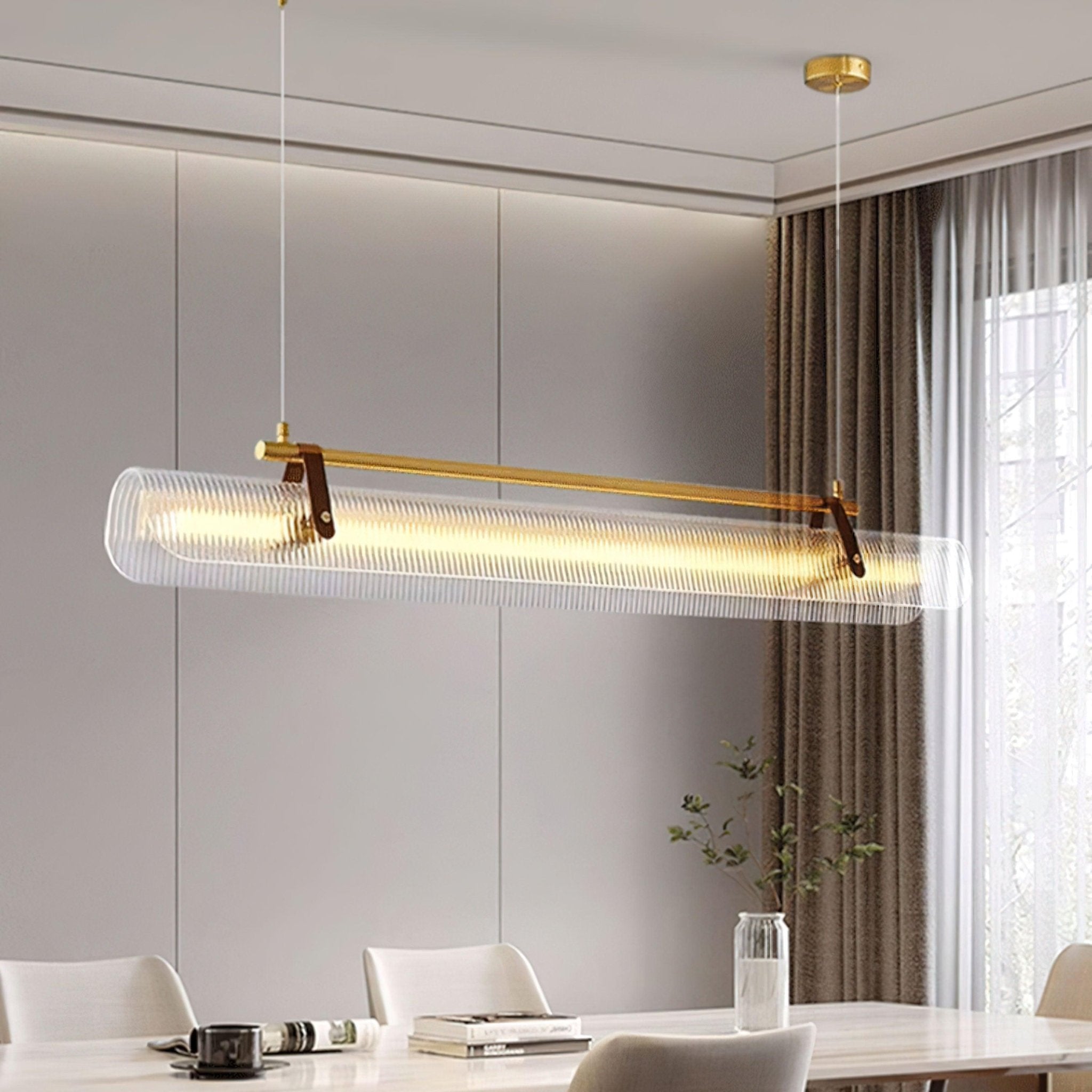 Modern Acrylic Linear LED Pendant Light for Dining Room and Office Chandelier