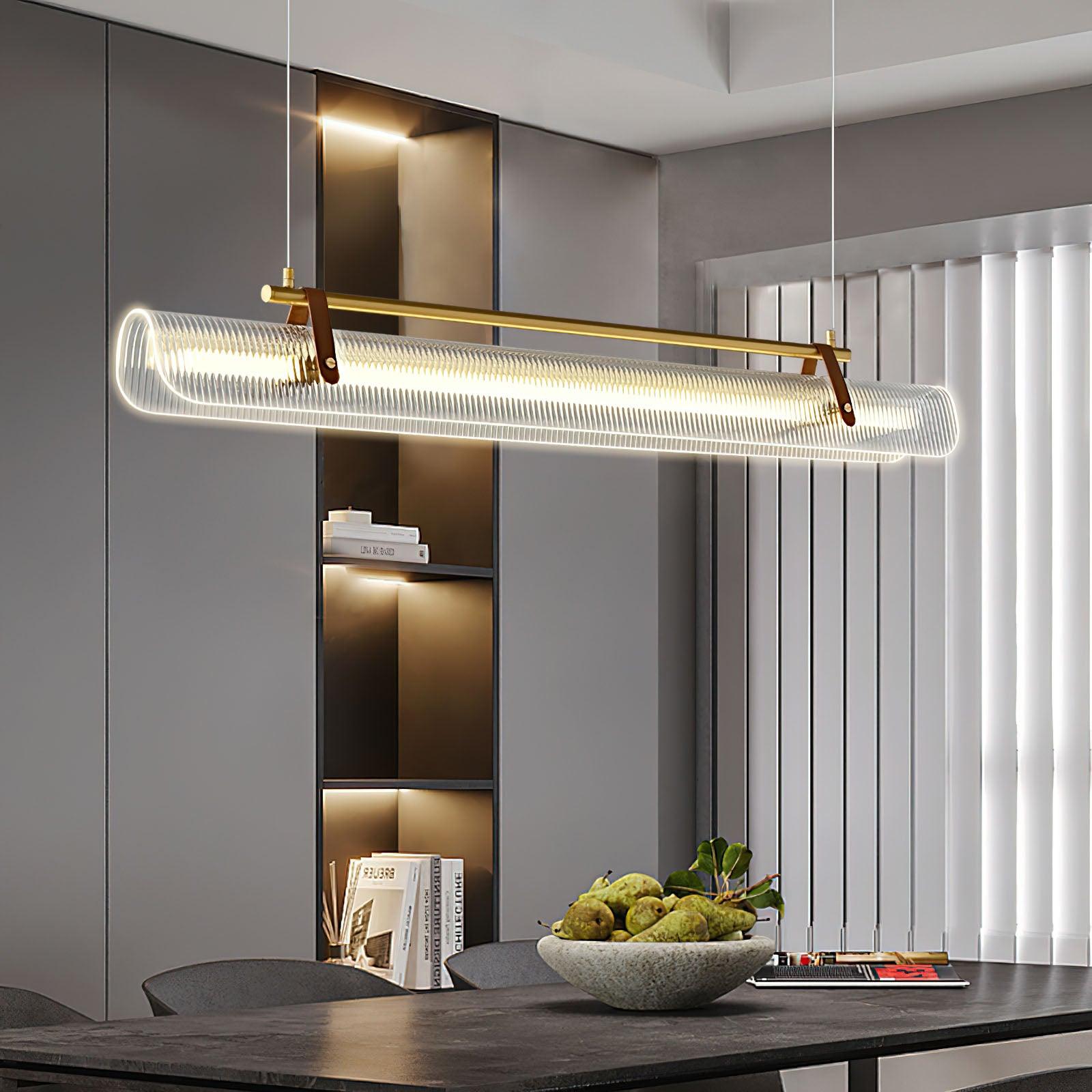 Modern Acrylic Linear LED Pendant Light for Dining Room and Office Chandelier