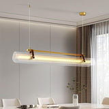 Modern Acrylic Linear LED Pendant Light for Dining Room and Office Chandelier