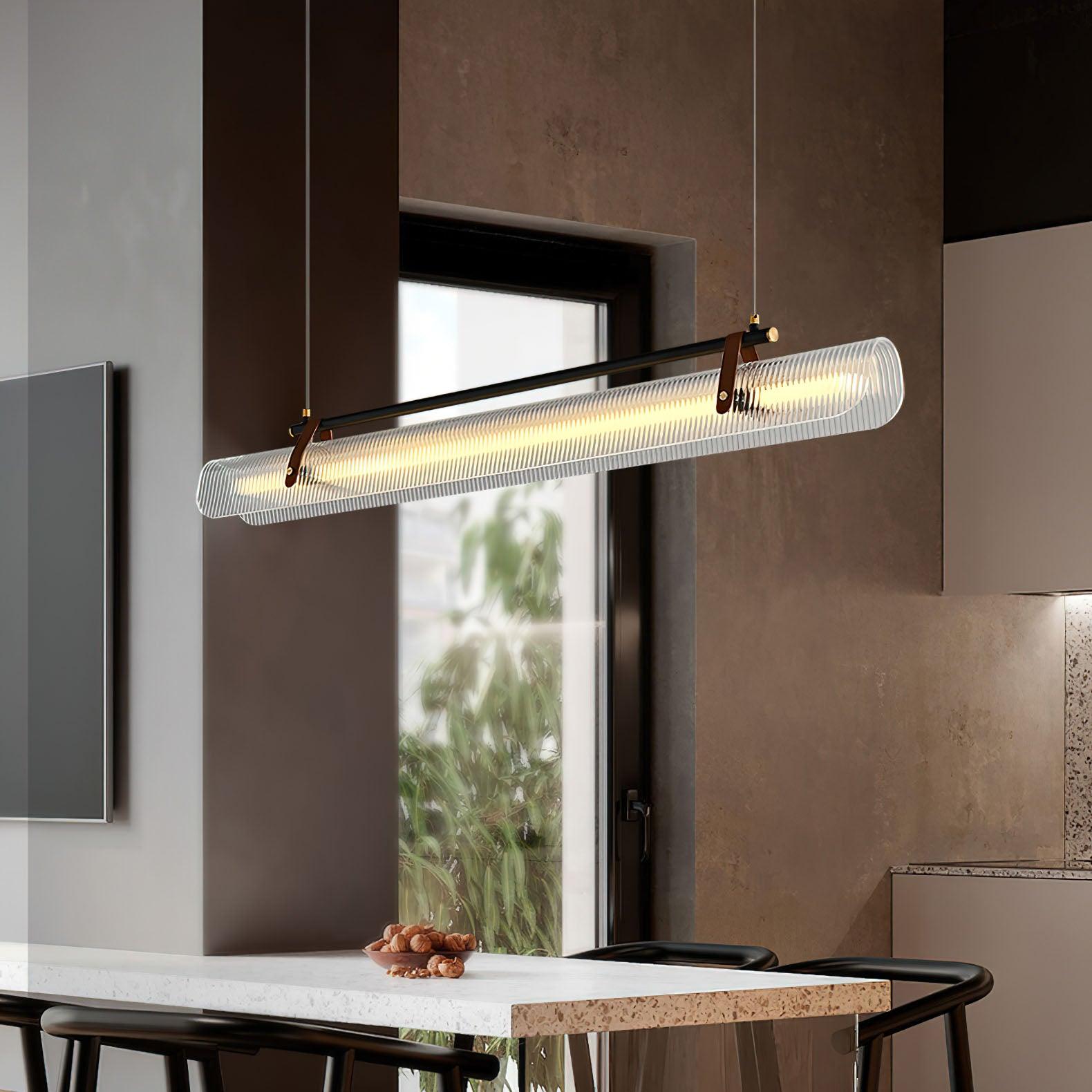 Modern Acrylic Linear LED Pendant Light for Dining Room and Office Chandelier