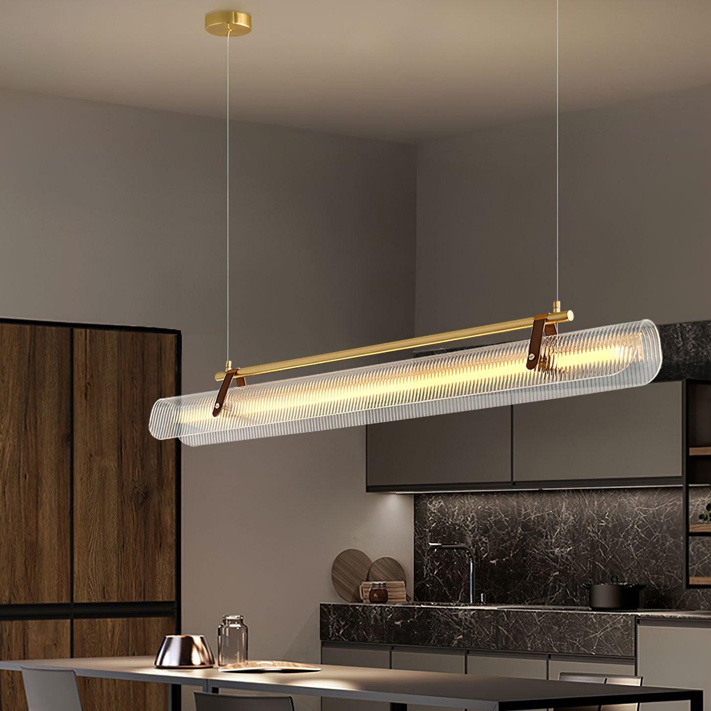 Modern Acrylic Linear LED Pendant Light for Dining Room and Office Chandelier