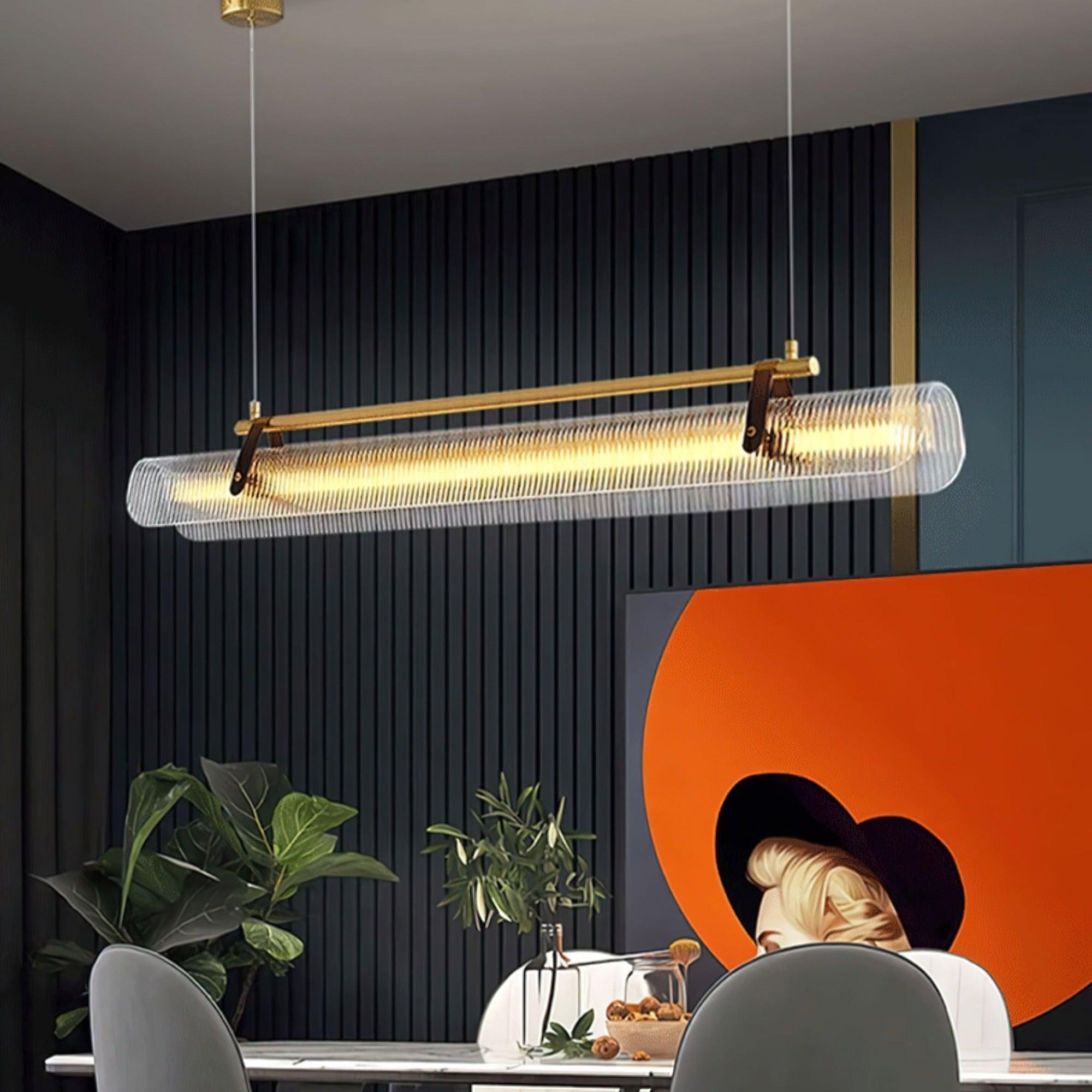 Modern Acrylic Linear LED Pendant Light for Dining Room and Office Chandelier