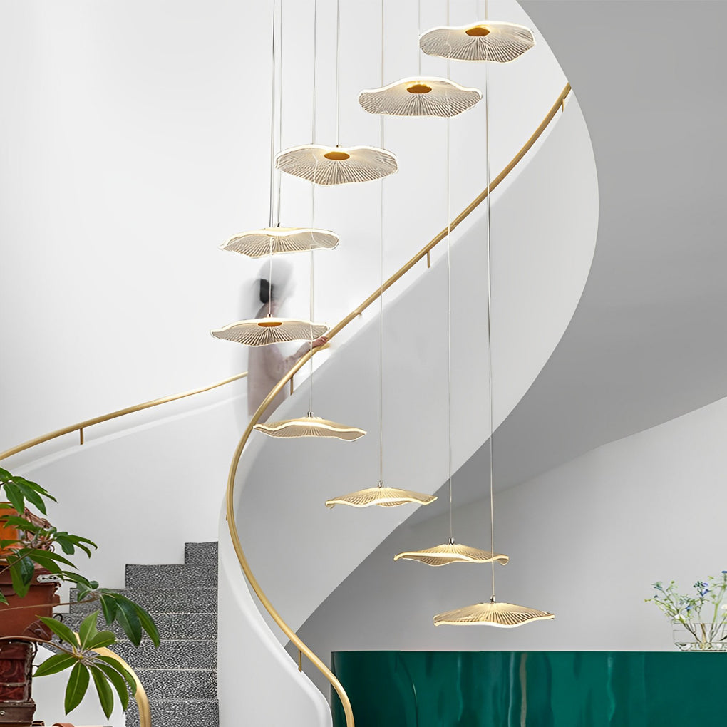 Modern Acrylic Lotus Leaf LED Pendant Light for High Ceiling Stairwell and Villa