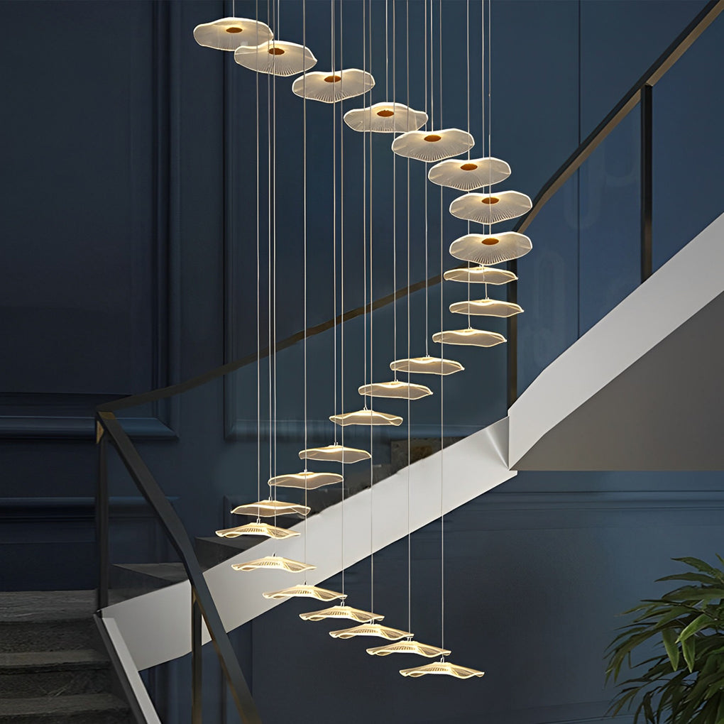 Modern Acrylic Lotus Leaf LED Pendant Light for High Ceiling Stairwell and Villa