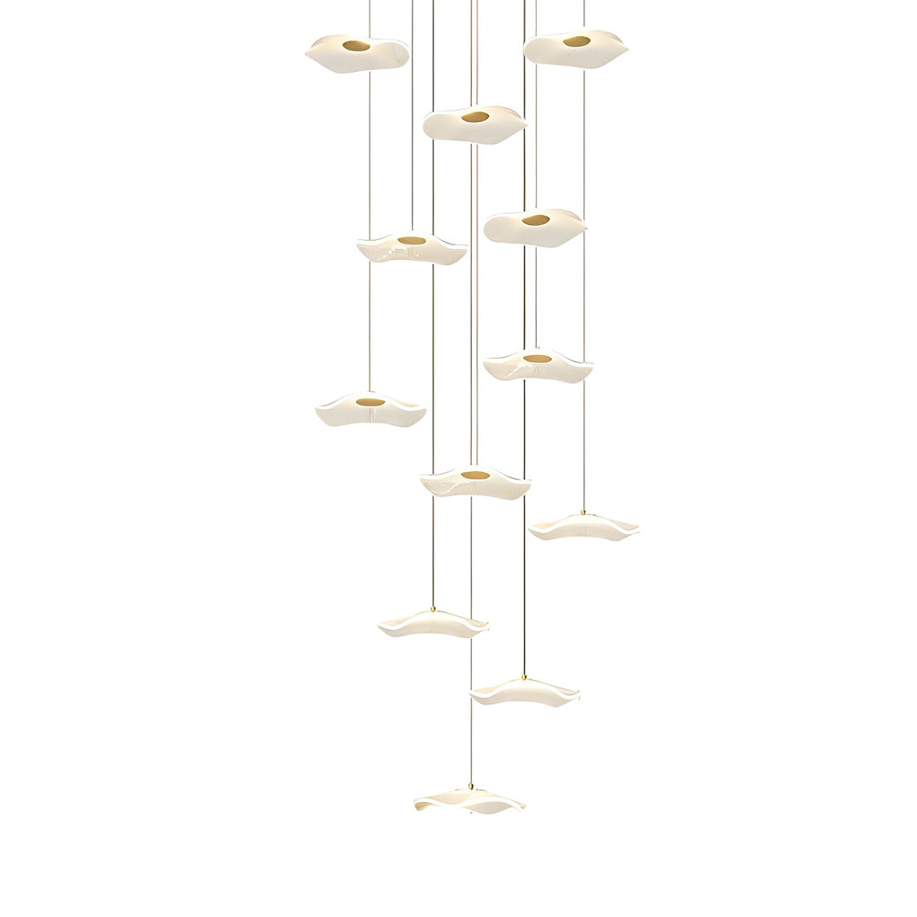 Modern Acrylic Lotus Leaf LED Pendant Light for High Ceiling Stairwell and Villa