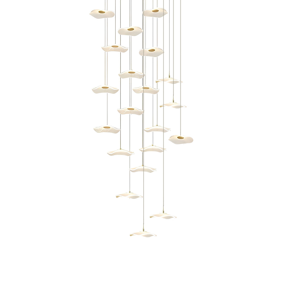 Modern Acrylic Lotus Leaf LED Pendant Light for High Ceiling Stairwell and Villa