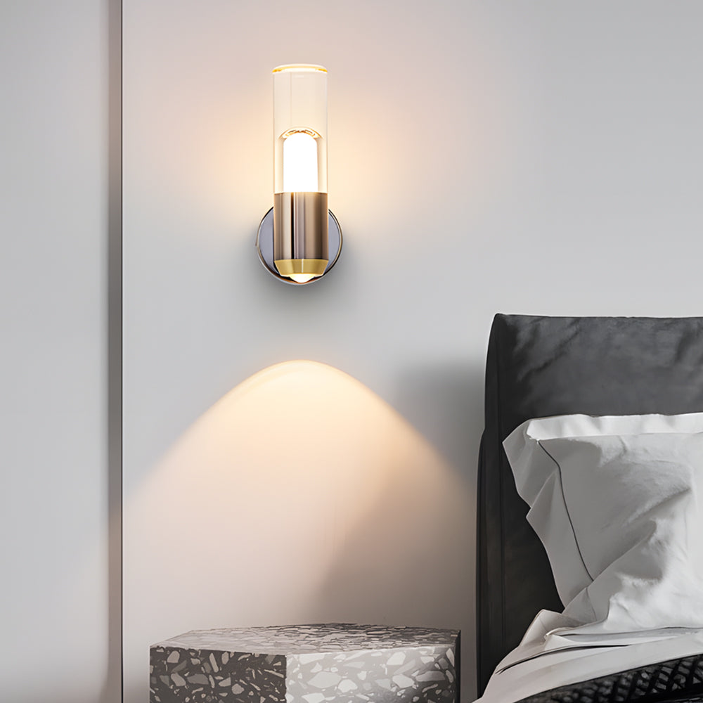 Modern Acrylic Strip LED Wall Sconce 3 Step Dimming Gold and Black Fixture