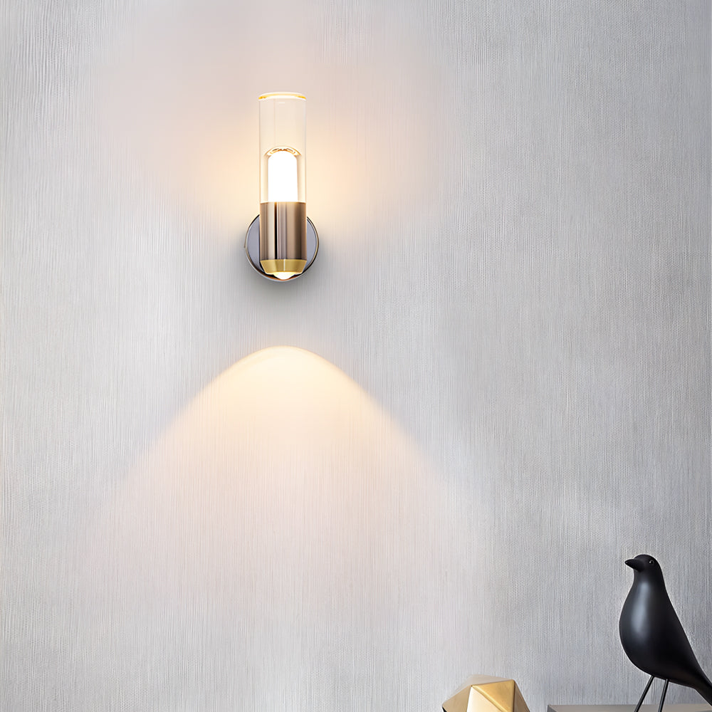 Modern Acrylic Strip LED Wall Sconce 3 Step Dimming Gold and Black Fixture
