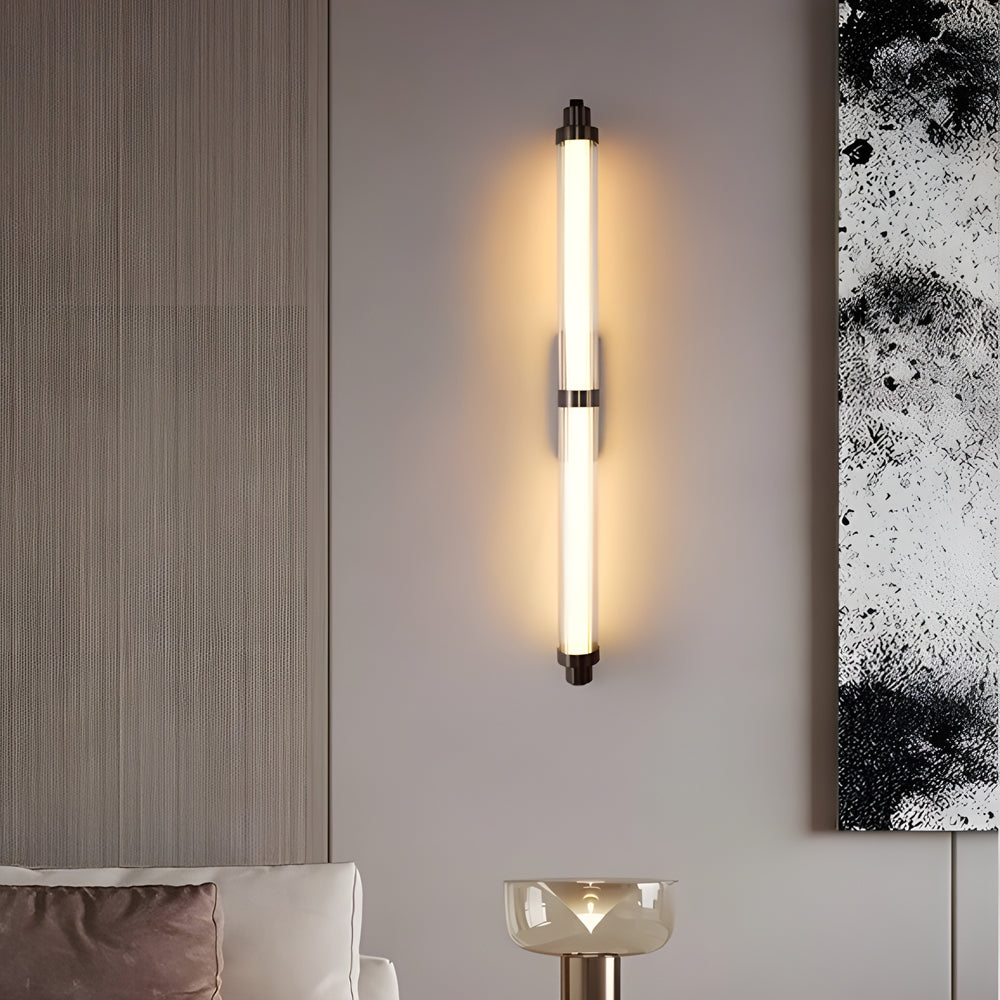 Modern Acrylic Tube LED Wall Sconce with Black Metallic Finish for Indoor Lighting