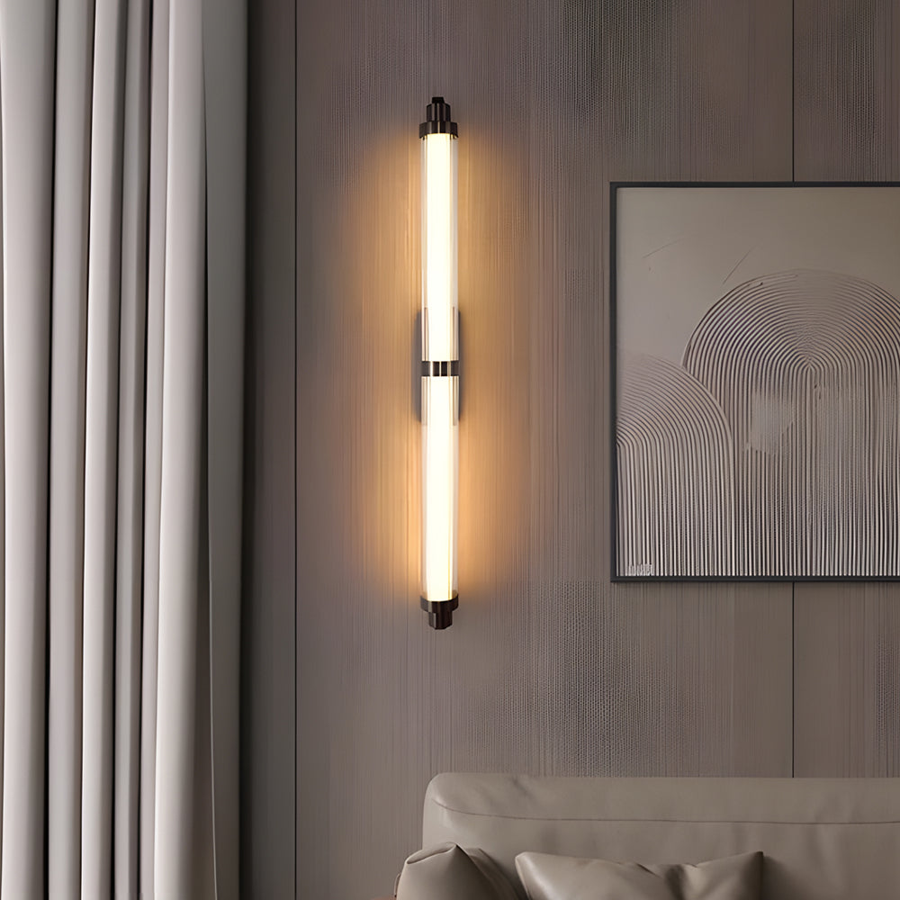 Modern Acrylic Tube LED Wall Sconce with Black Metallic Finish for Indoor Lighting