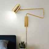 Modern Adjustable Arm Plug In Wall Sconce with Rotatable Shade for Bedside Reading