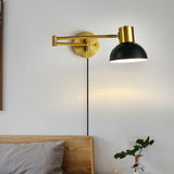 Modern Adjustable Arm Plug In Wall Sconce with Rotatable Shade for Bedside Reading
