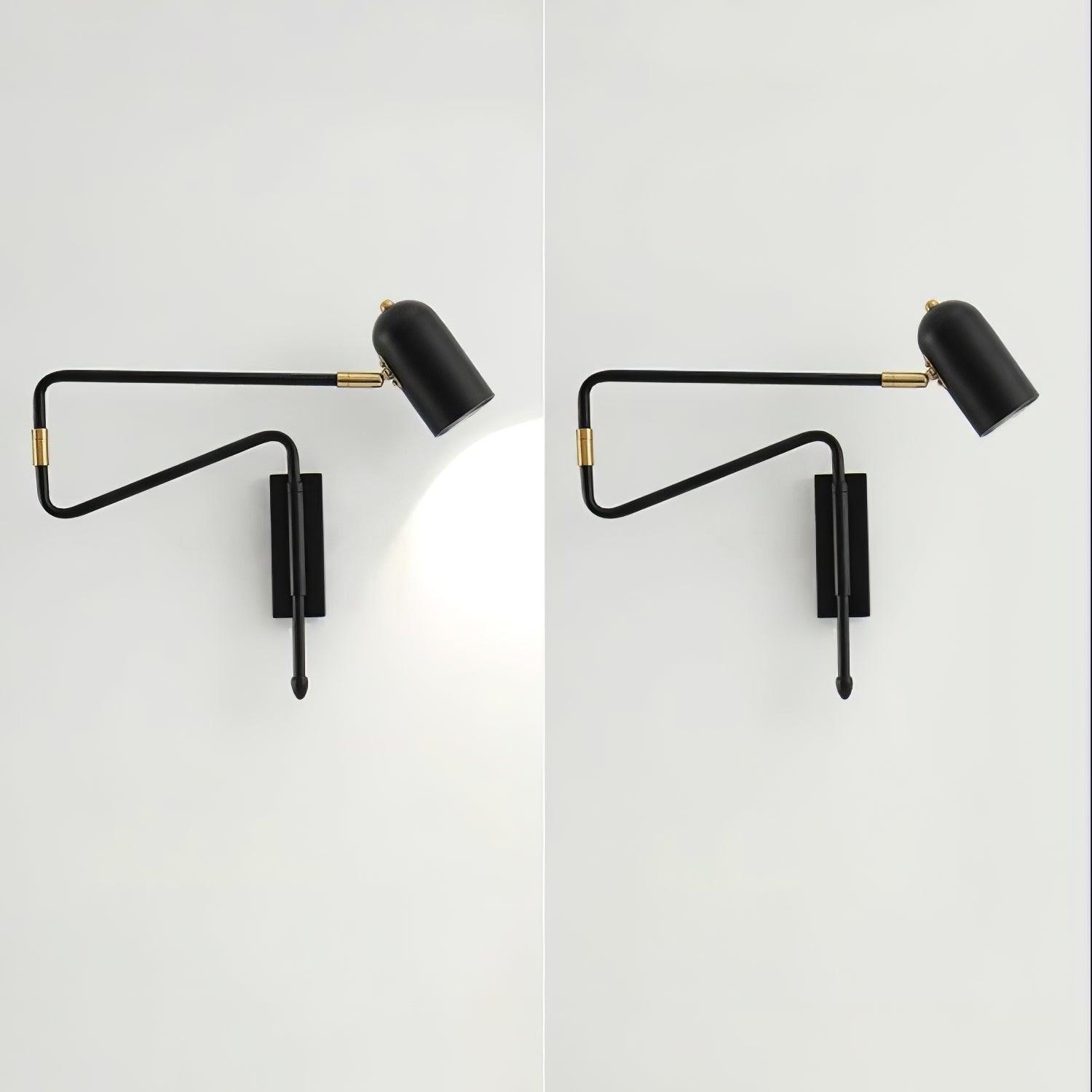 Modern Adjustable Arm Plug In Wall Sconce with Rotatable Shade for Bedside Reading