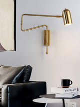 Modern Adjustable Arm Plug In Wall Sconce with Rotatable Shade for Bedside Reading