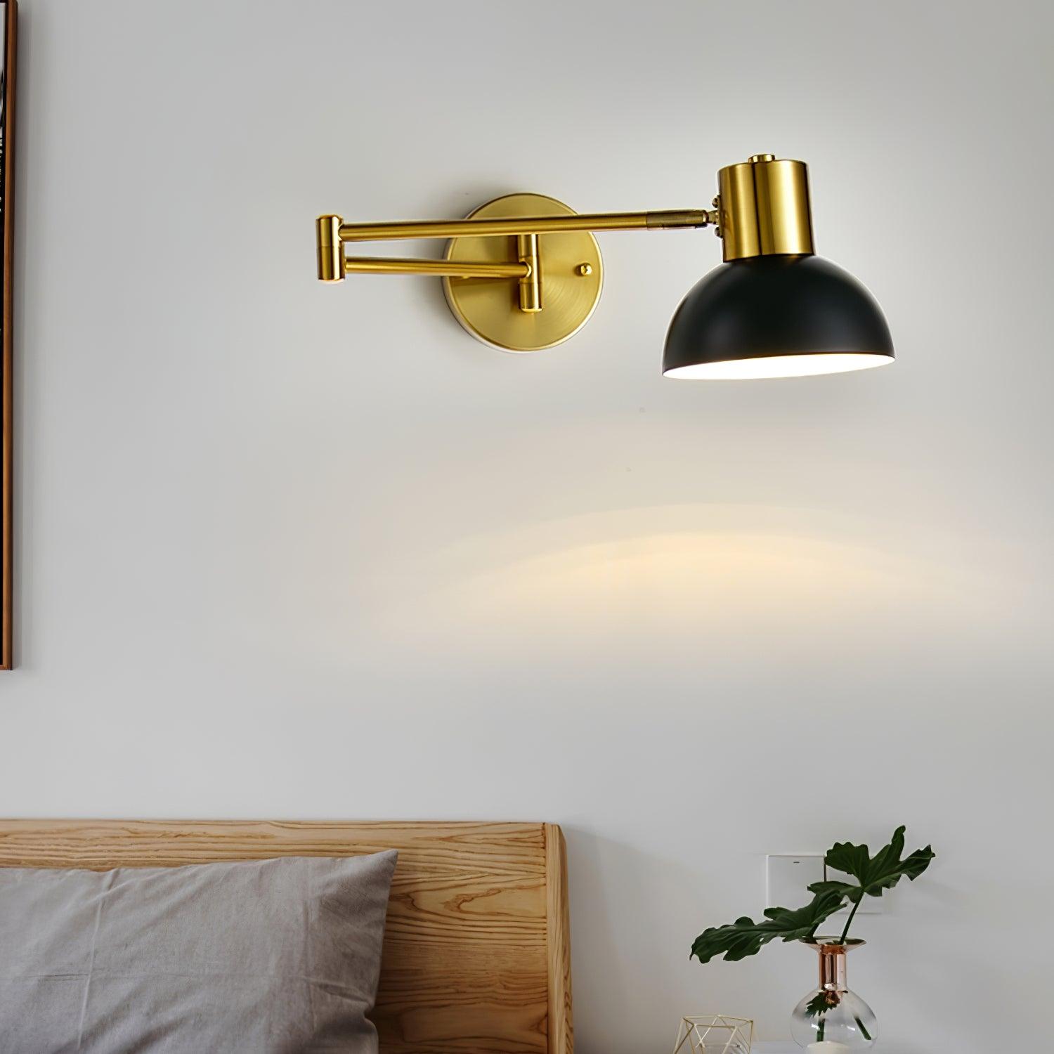 Modern Adjustable Arm Plug In Wall Sconce with Rotatable Shade for Bedside Reading
