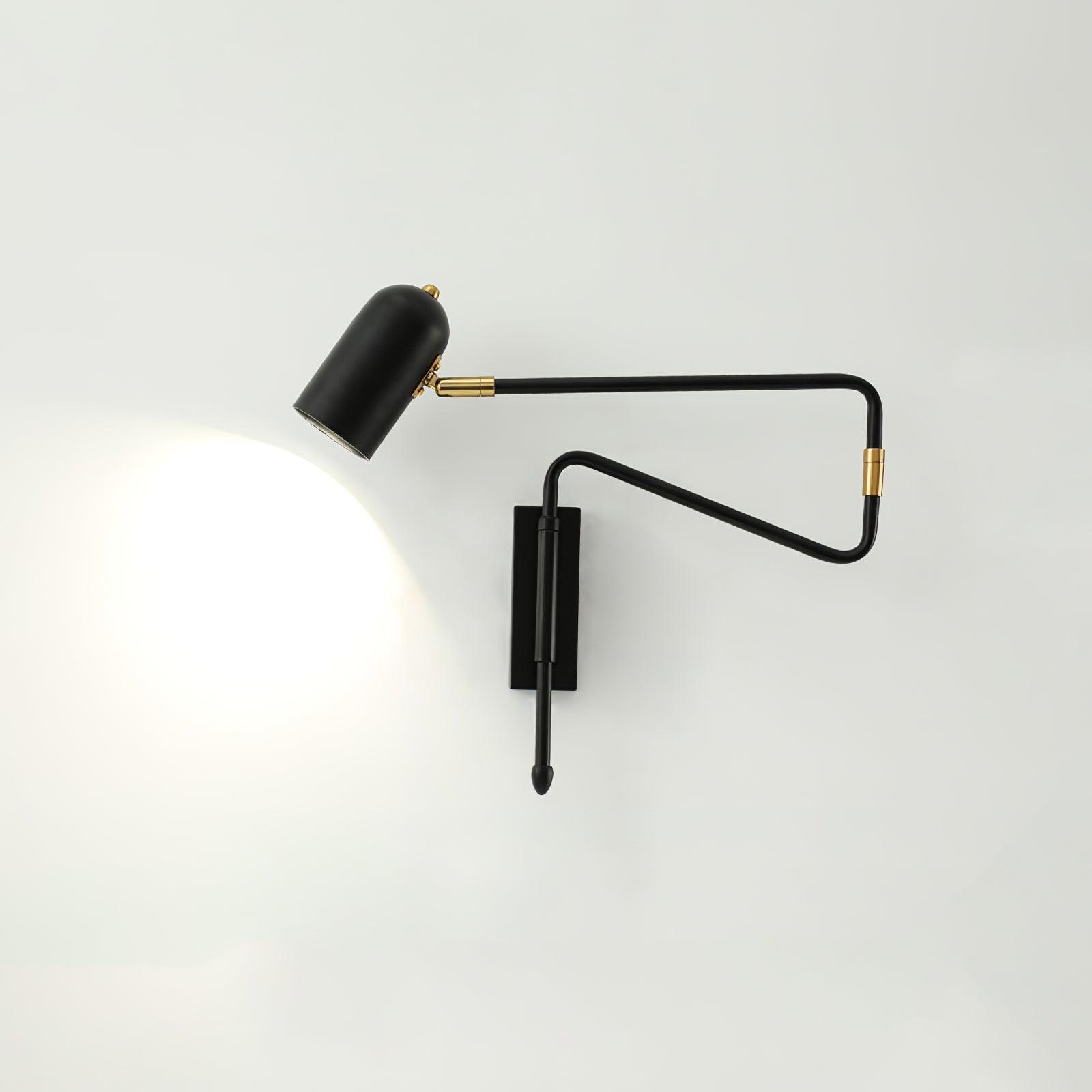 Modern Adjustable Arm Plug In Wall Sconce with Rotatable Shade for Bedside Reading