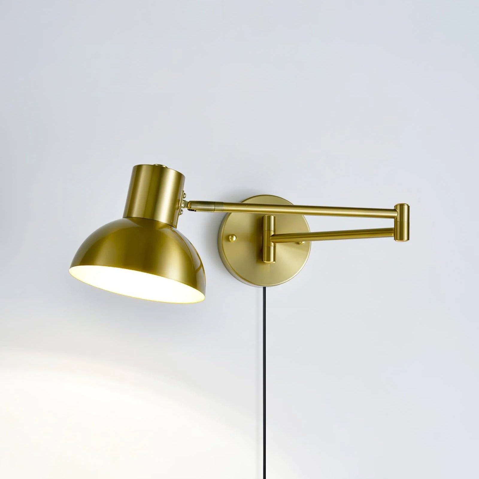 Modern Adjustable Arm Plug In Wall Sconce with Rotatable Shade for Bedside Reading
