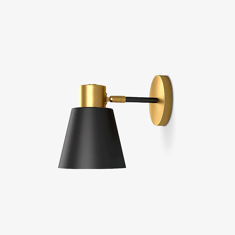 Modern Adjustable Arm Wall Sconce Set of 2 Black and Gold Trumpet Shade Lighting