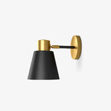 Modern Adjustable Arm Wall Sconce Set of 2 Black and Gold Trumpet Shade Lighting