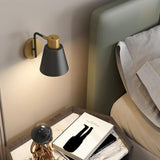 Modern Adjustable Arm Wall Sconce Set of 2 Black and Gold Trumpet Shade Lighting