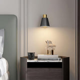 Modern Adjustable Arm Wall Sconce Set of 2 Black and Gold Trumpet Shade Lighting