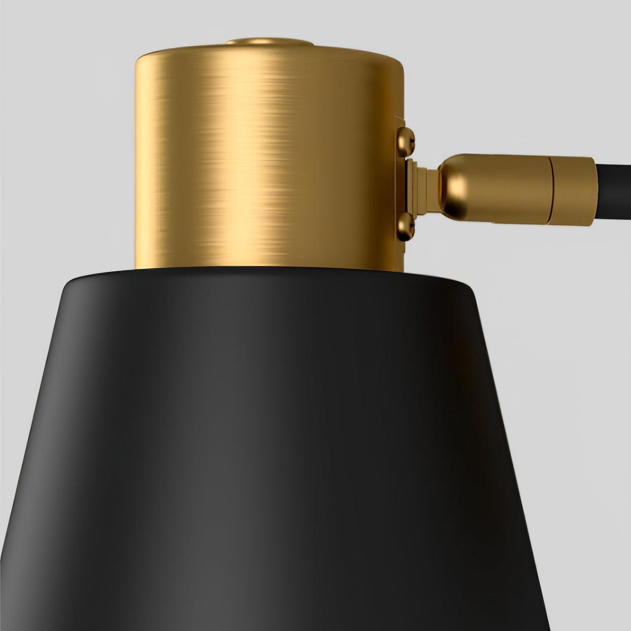 Modern Adjustable Arm Wall Sconce Set of 2 Black and Gold Trumpet Shade Lighting