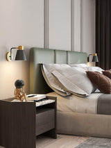 Modern Adjustable Arm Wall Sconce Set of 2 Black and Gold Trumpet Shade Lighting
