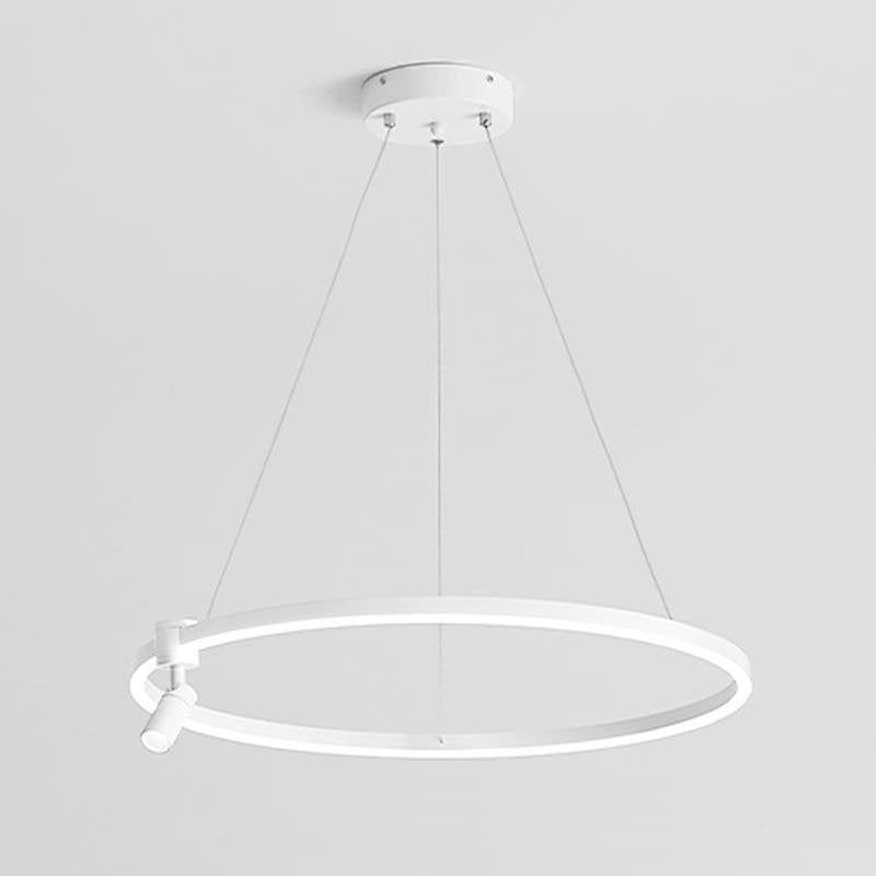 Modern Adjustable Circle LED Chandelier with Integrated Spotlight and Minimalist Design