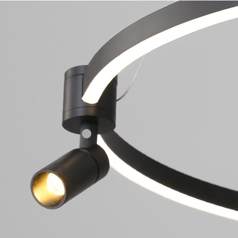 Modern Adjustable Circle LED Chandelier with Integrated Spotlight and Minimalist Design