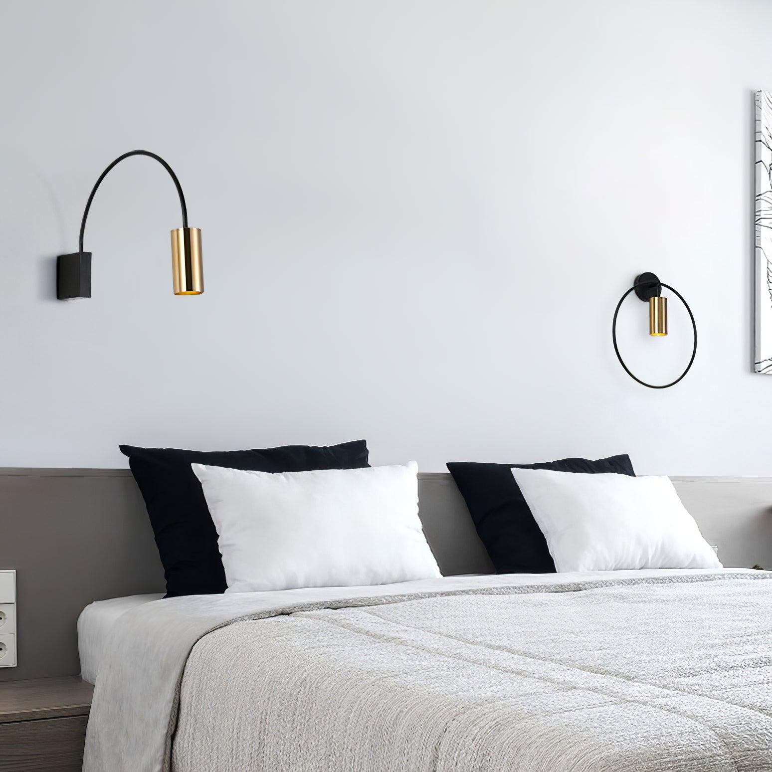 Modern Adjustable Flexible Arm Bedside Wall Sconce Lighting in Black and Gold Set of 2