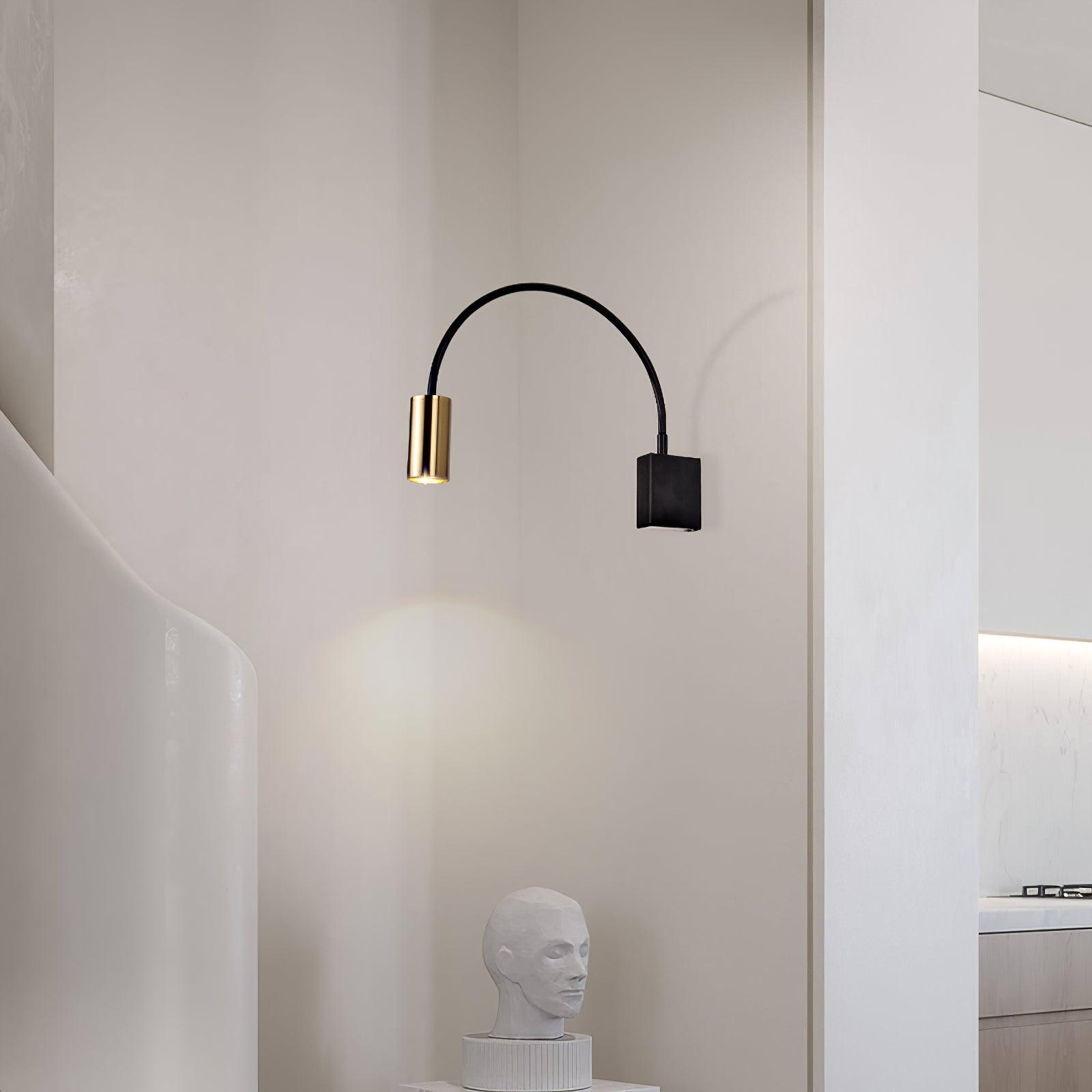 Modern Adjustable Flexible Arm Bedside Wall Sconce Lighting in Black and Gold Set of 2